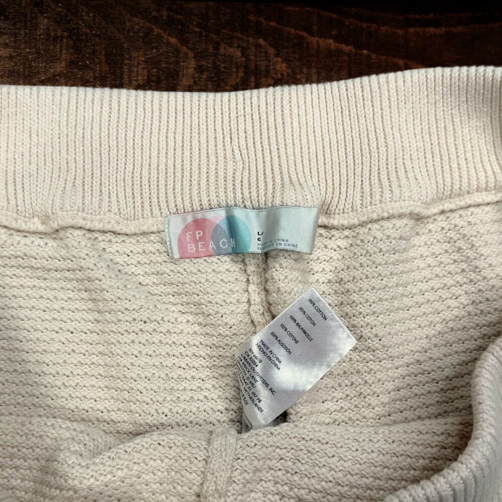 Free People Beach Textured Knit Hailee Barrel Leg Pants Joggers Cream Large - Picture 4 of 9